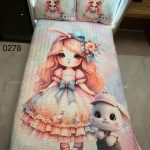 روتختی یک نفره دخترانه عروسکی طرح دختر و خرس کد 0278