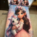 روتختی یک نفره دخترانه عروسکی طرح دختر و تک شاخ کد 0320