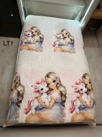 لحاف تکی دخترانه طرح باربی و یونیکورن کد LT1